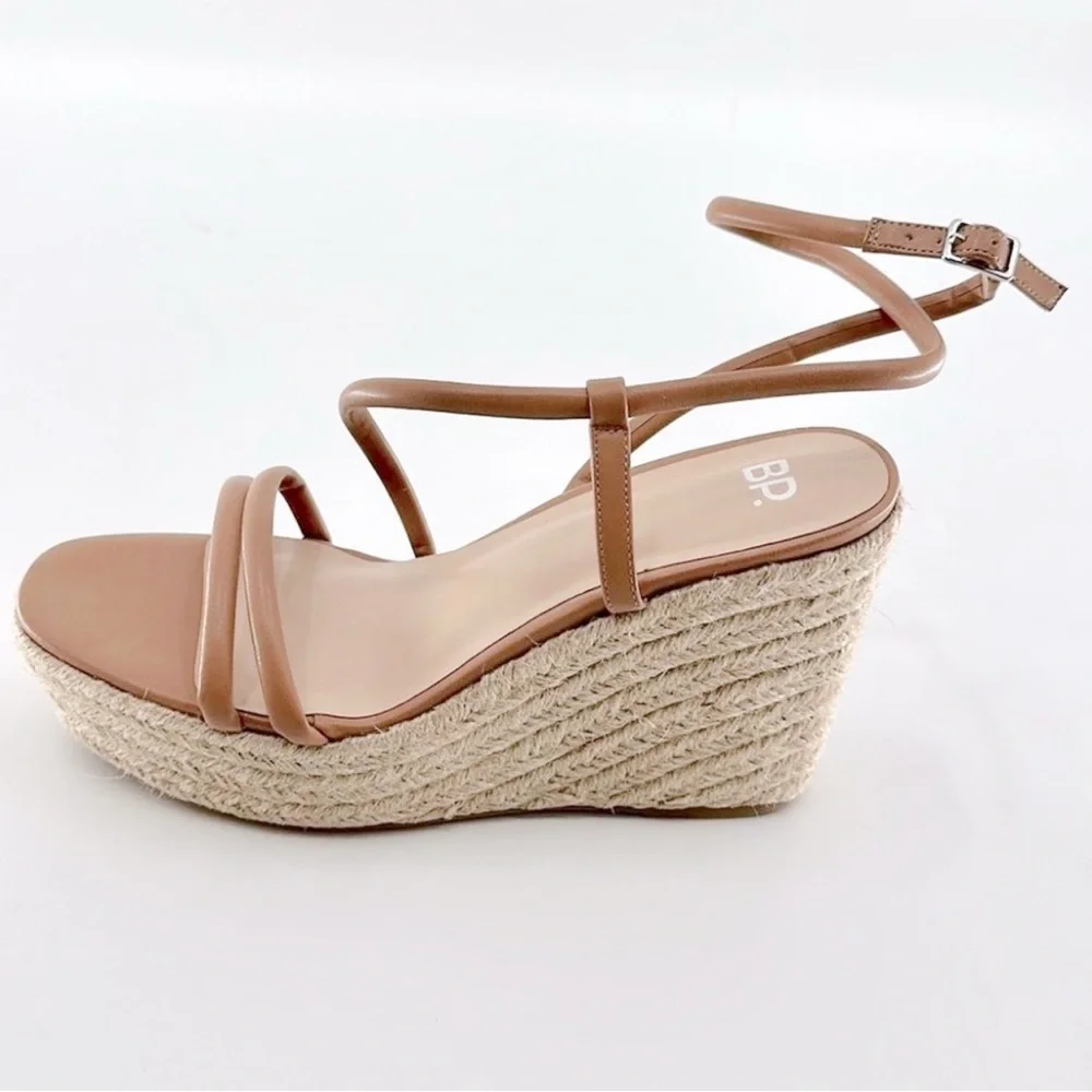 NEW BP Cohan Espadrille Platform Wedge Sandal sz 10 Strappy Brown Tan